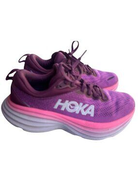 Hoka One One Womens Bondi 8 Running Shoes Size 7B Purple & Pink Gradient